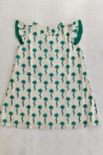 A- line hand block printed cotton frock (Green) - Image 2