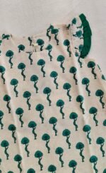 A- line hand block printed cotton frock (Green) - Image 3
