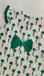 A- line hand block printed cotton frock (Green) - Image 4