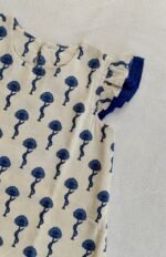 A- line hand block printed cotton frock (Blue) - Image 4