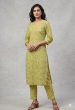 Yellow Printed Cotton 2 piece set - Image 2
