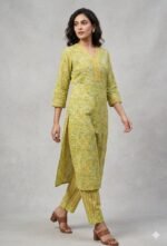 Yellow Printed Cotton 2 piece set