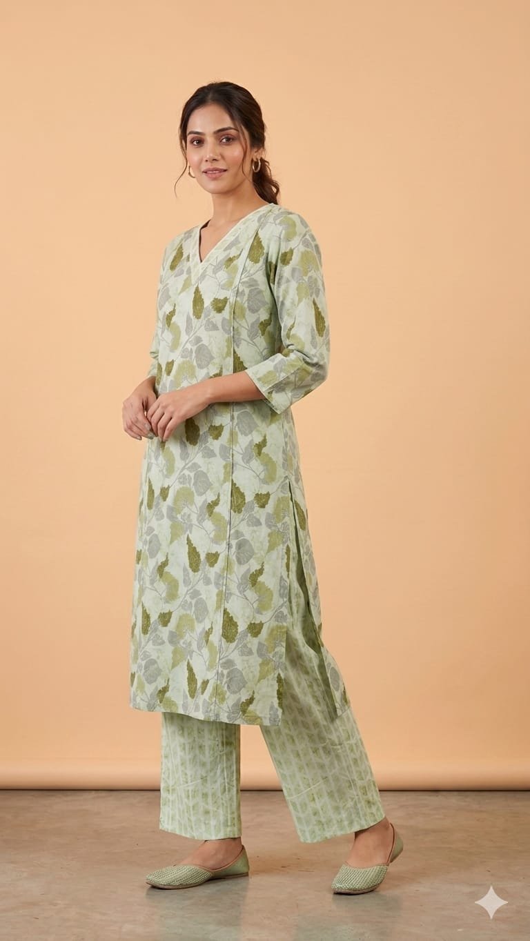 WhatsApp Image 2026-04-17 at 4.03.23 PM Green Printed Cotton 2 piece set - Image 1