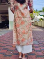 High Neck Kurti (Cream and Orange) - Image 2