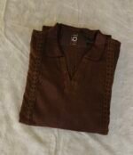 Brown  A-line kurti with collar neck - Image 2